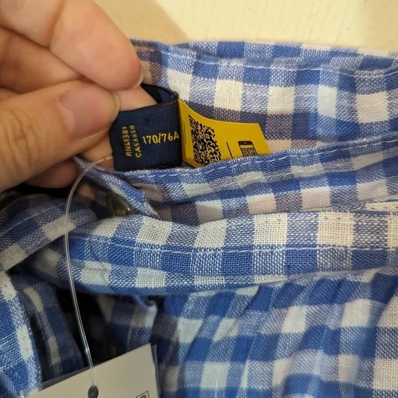 NWT Polo Ralph Lauren 100% Linen Blue Gingham Check Tiered Midi Feminine Skirt 8 - Picture 7 of 10